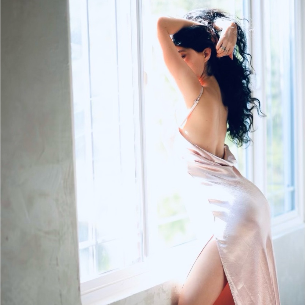 Rose Pink open back dress house of CB
